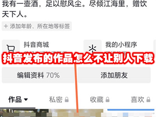 抖音发布的作品怎么不让别人下载